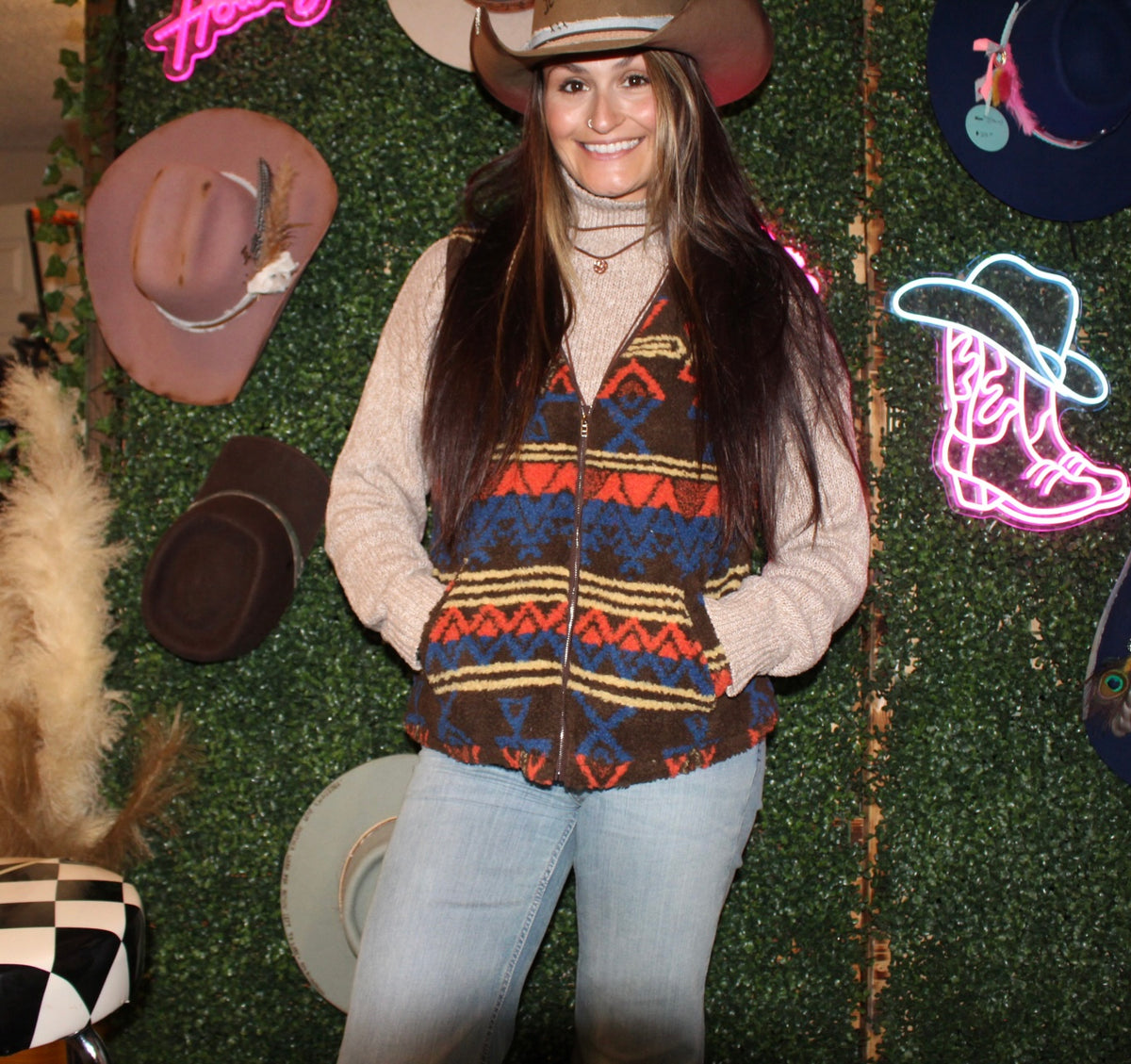 Retro Sherpa Aztec Vest