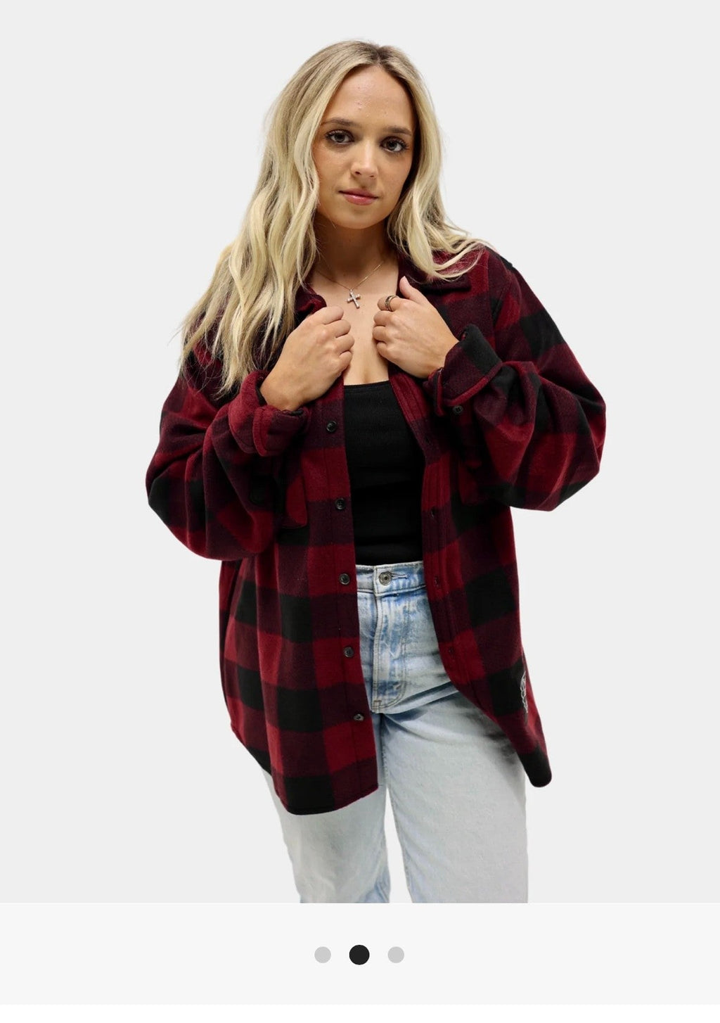 Plaid Fleece Country Liberty Shacket (Maroon)