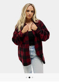 Plaid Fleece Country Liberty Shacket (Maroon)