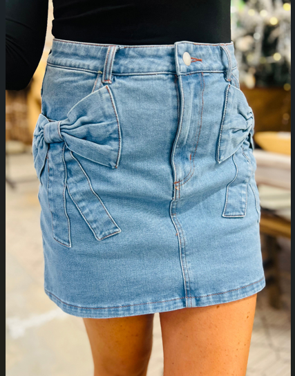 Denim Bow Skirt