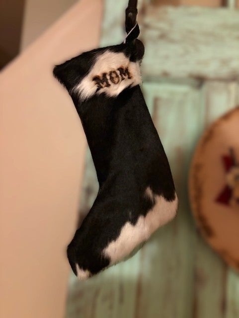 Cowhide Christmas Stocking