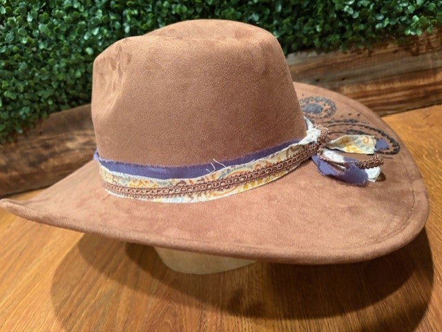 Faux Suede Cowboy Hat