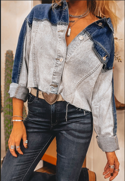 Colour Block Denim Shirt