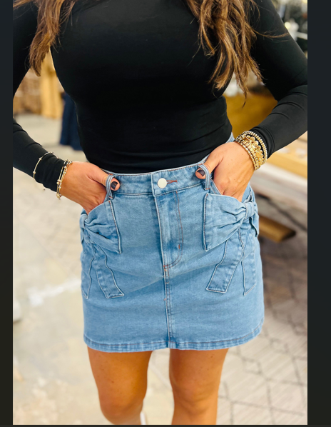 Denim Bow Skirt