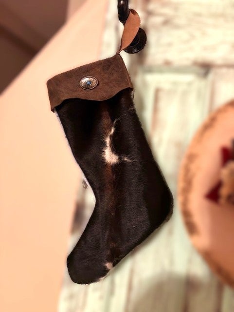 Cowhide Christmas Stocking