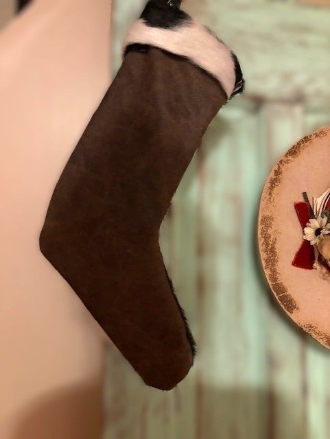 Cowhide Christmas Stocking