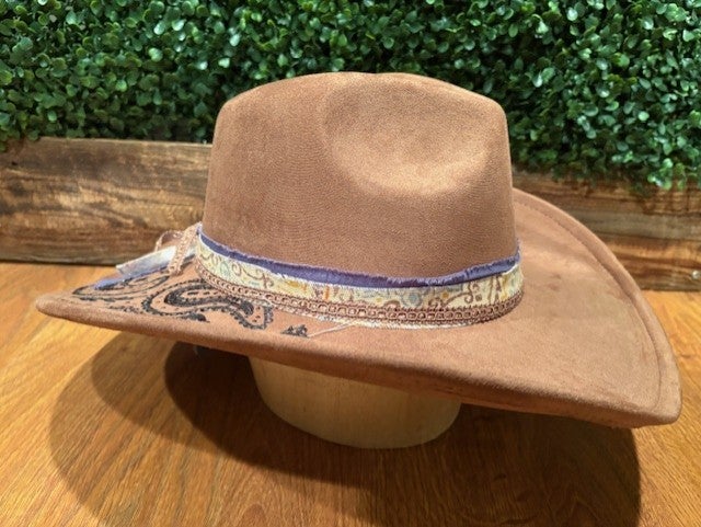 Faux Suede Cowboy Hat
