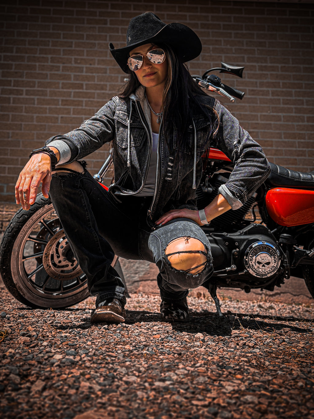 Distressed Black Denim Jacket