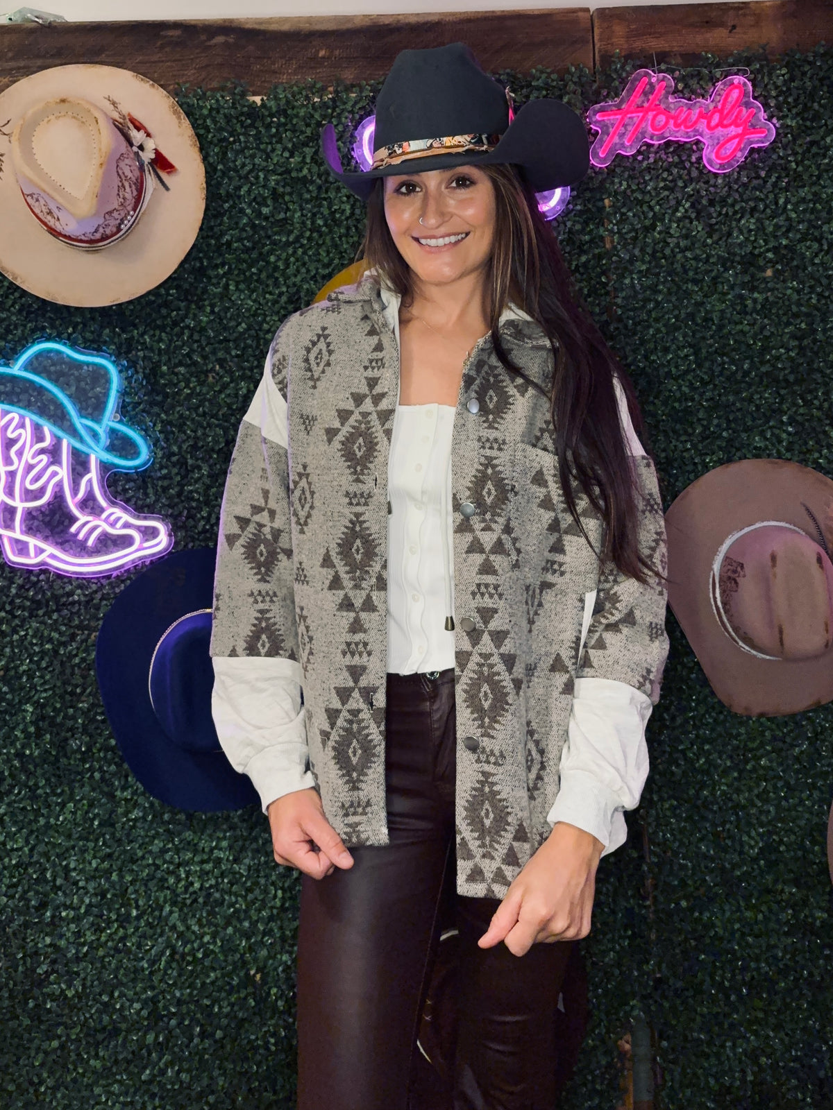Aztec Hooded Shacket
