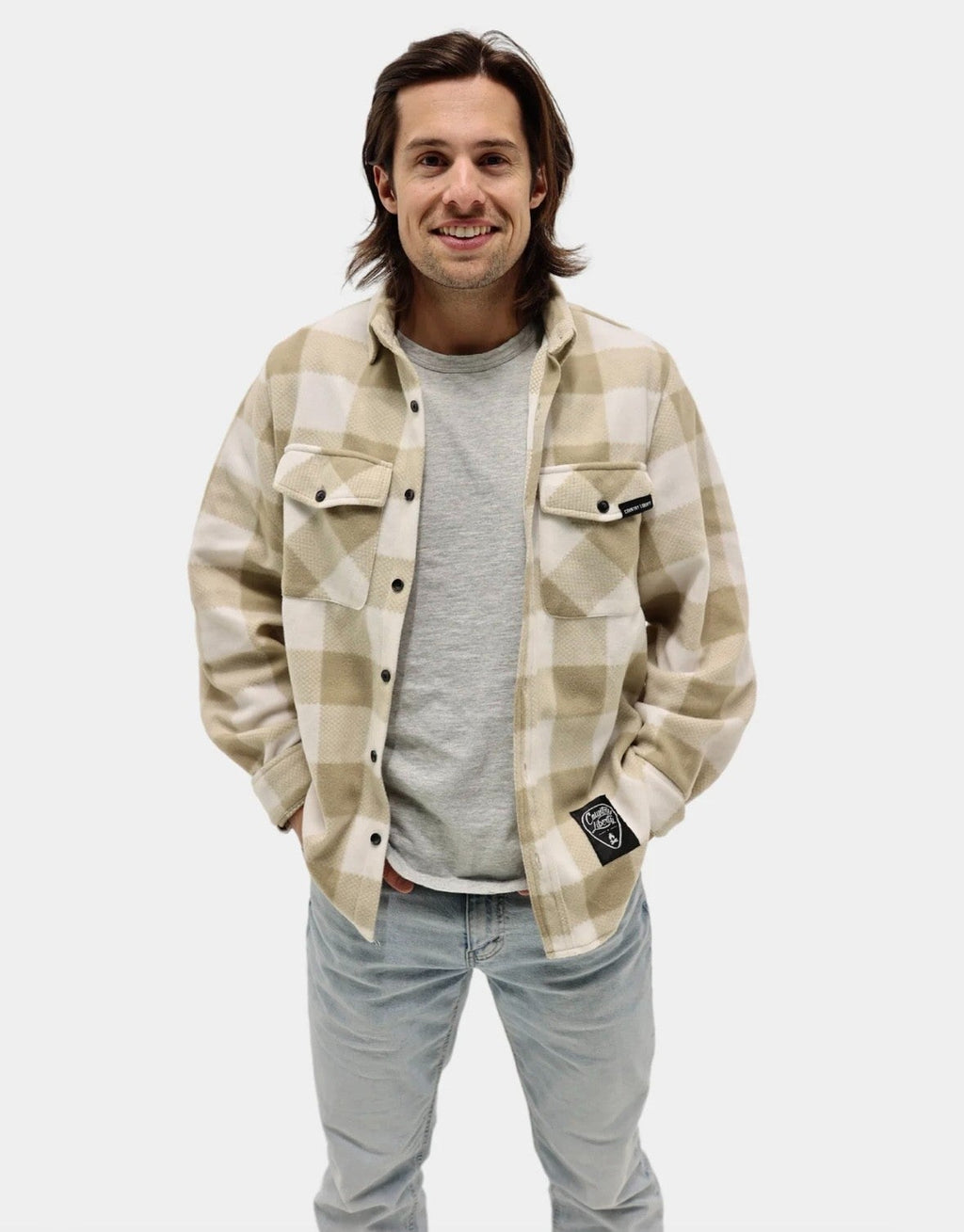 Plaid Fleece Country Liberty Shacket (Oxford Tan)