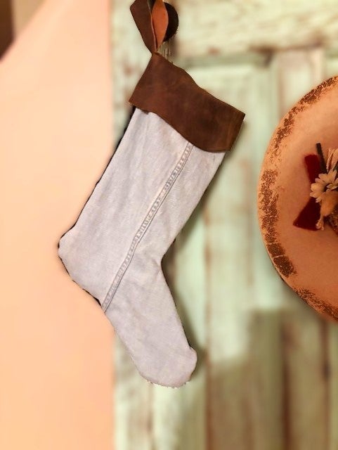 Cowhide Christmas Stocking