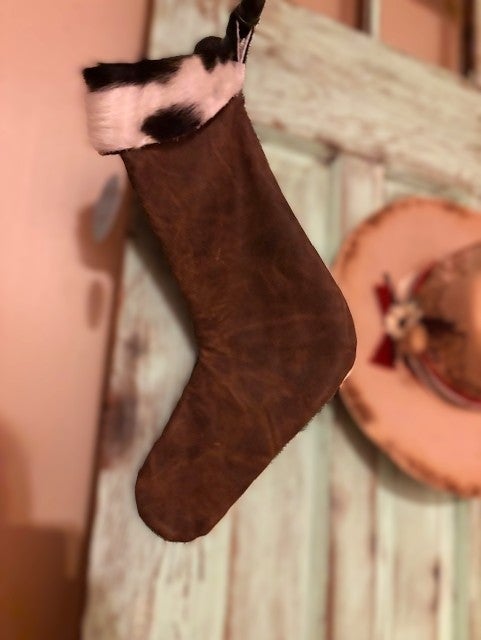 Cowhide Christmas Stocking
