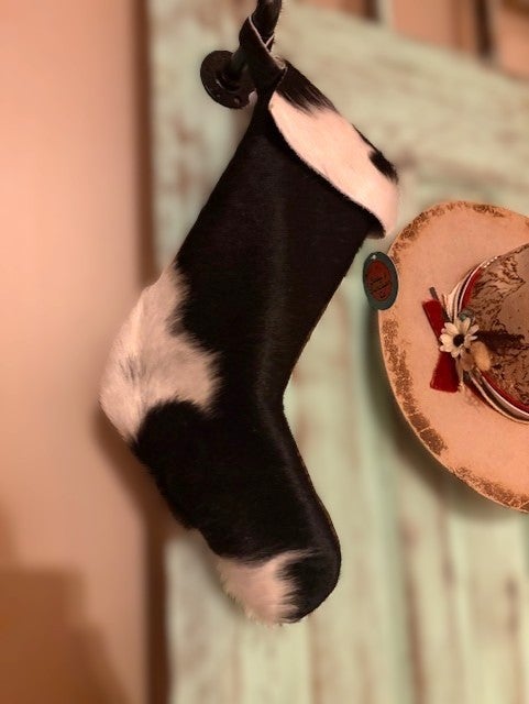 Cowhide Christmas Stocking