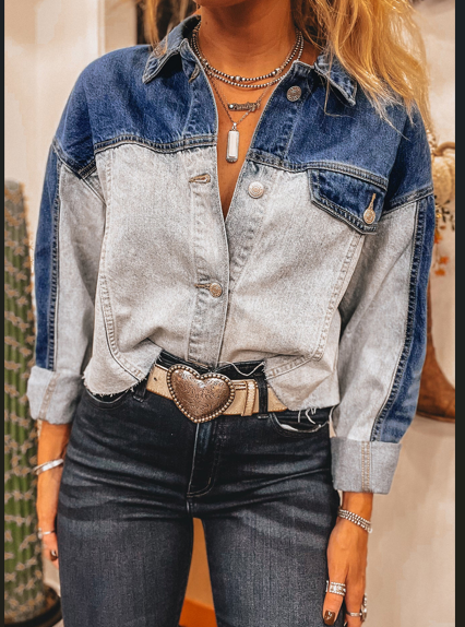 Colour Block Denim Shirt