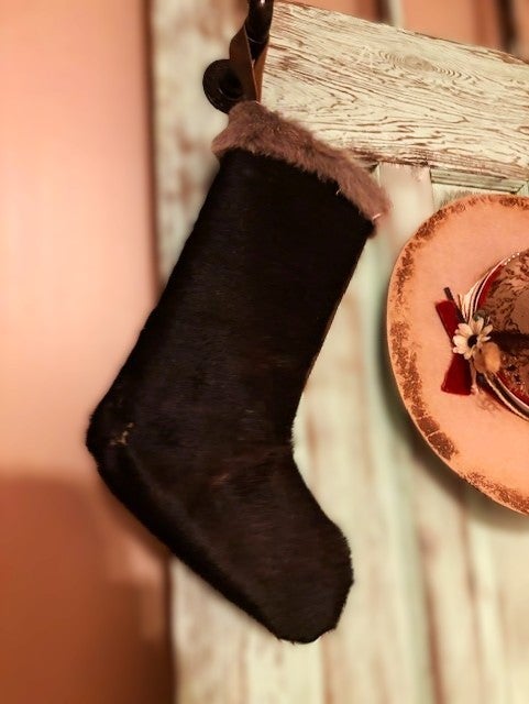 Cowhide Christmas Stocking